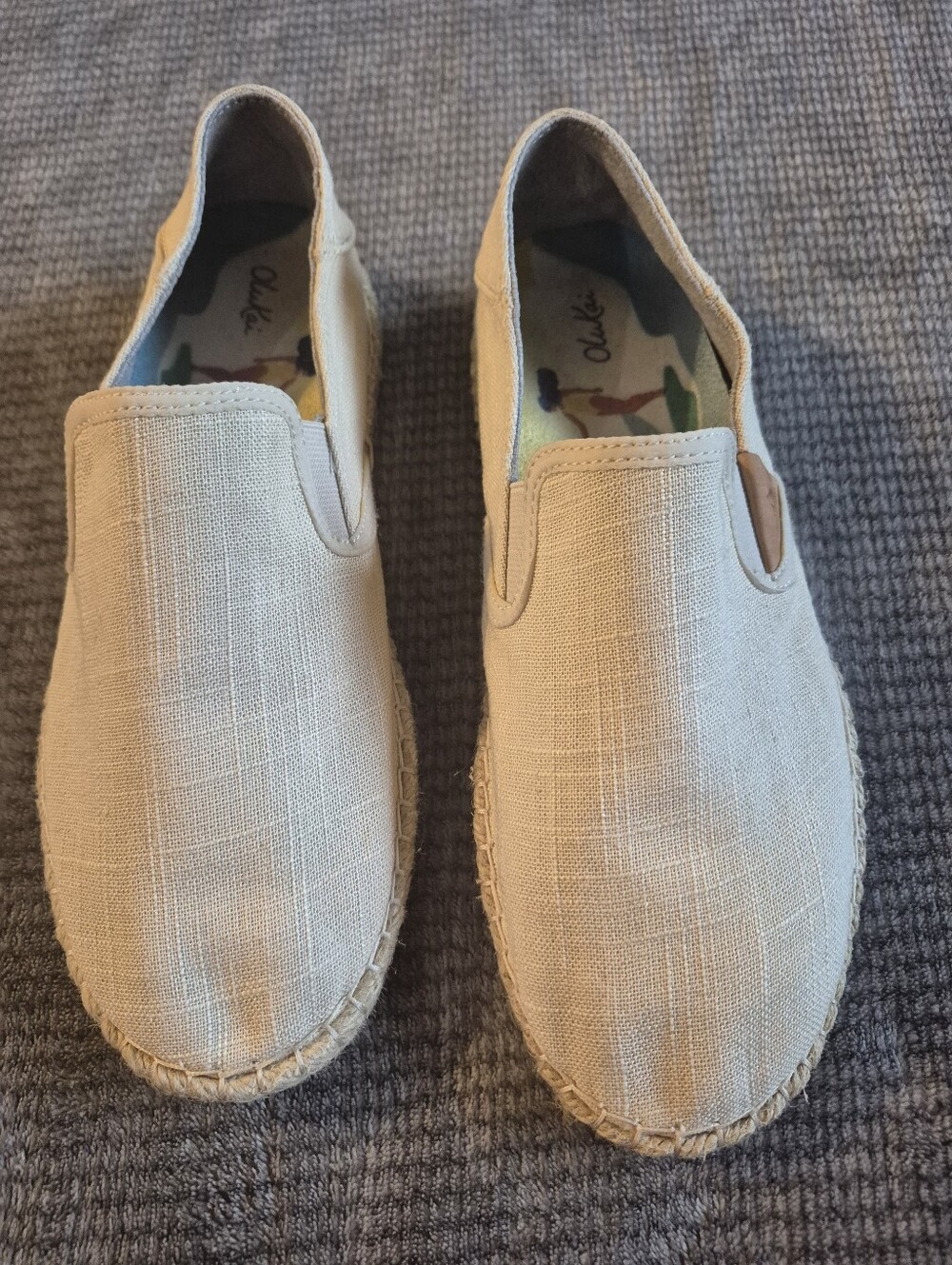Olukai Women's Kaula Pa Kapa Comfort Slip On Casual Shoes Natural Size:7.5w